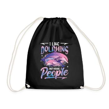 I Like Dophins And Maybe 3 People Dolphin Girls - Drawstring Bag - black - Front
