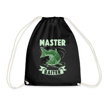 Master Baiter - Wels Catfish Angler Fischen Angeln - Turnbeutel - Schwarz - Vorne