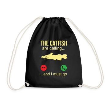 Catfish Telefonanruf - Wels Angler - Turnbeutel - Schwarz - Vorne