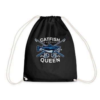 Wels Catfish Queen Fischerin Anglerin - Turnbeutel - Schwarz - Vorne