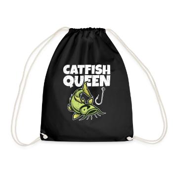 Wels Catfish Queen Fischerin Anglerin - Turnbeutel - Schwarz - Vorne
