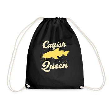 Wels Catfish Queen Fischerin Anglerin - Turnbeutel - Schwarz - Vorne