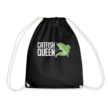 Wels Catfish Queen Fischerin Anglerin - Turnbeutel - Schwarz - Vorne