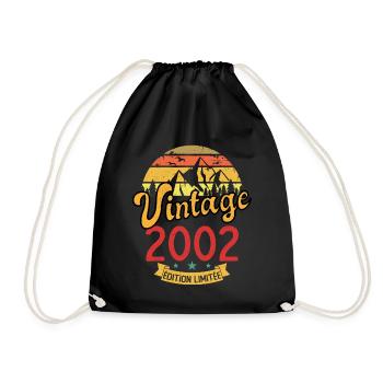 Vintage 2002 Vintage Anniversary Gift Idea 2002 - Drawstring Bag - black - Front