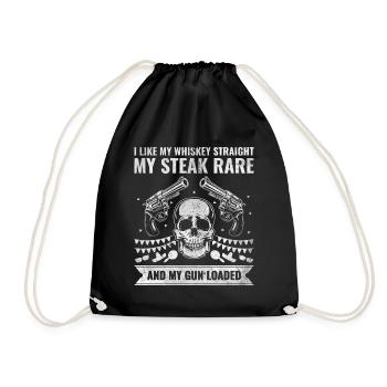 Whiskey Steak Pistolen - US Konservativ Cowboy - Turnbeutel - Schwarz - Vorne