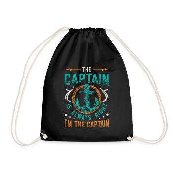 I am the captain I am always right - Drawstring Bag - black - Front