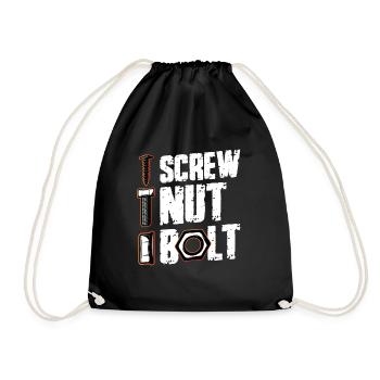 Screw Nut Bolt Mechanic - Drawstring Bag - black - Front