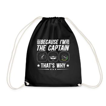 Because I'm the captain Pilot Flight Captain Flyer - Drawstring Bag - black - Front