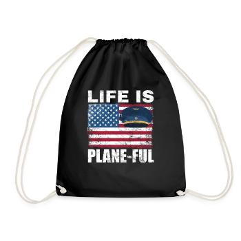 Airline Pilot Aviation Captain Jumbo Jet - Drawstring Bag - black - Front