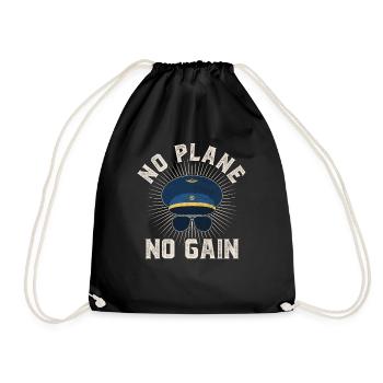 Airline Pilot Aviation Flight Captain Jumbo Jet - Drawstring Bag - black - Front