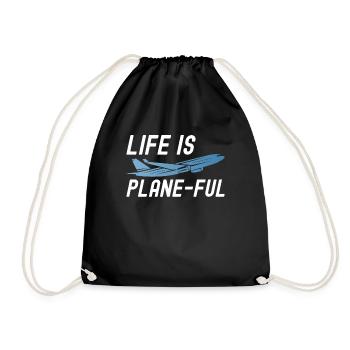 Airline Pilot Aviation Captain Jumbo Jet - Drawstring Bag - black - Front