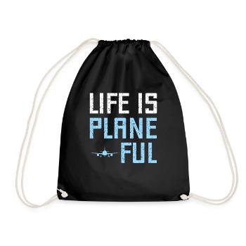 Airline Pilot Aviation Flight Captain Jumbo Jet - Drawstring Bag - black - Front