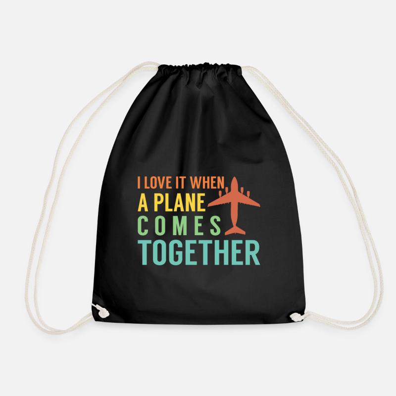 Airline Pilot Airplane Airline Flight - Drawstring Bag - black