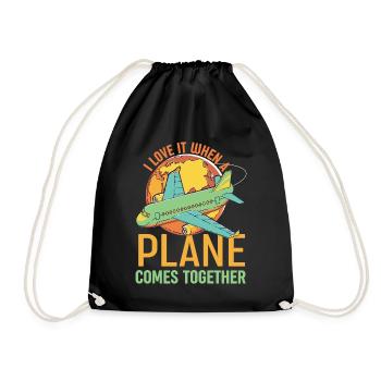 Pilot Flugzeug Aircraft - Drawstring Bag - black - Front