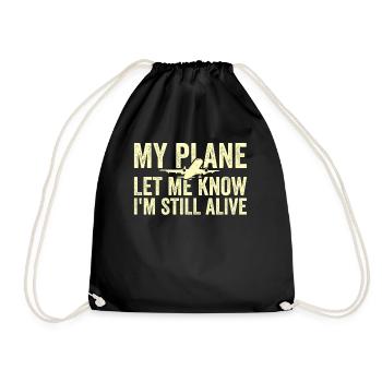 Airline Pilot Aviation Pun for a company pilot - Drawstring Bag - black - Front