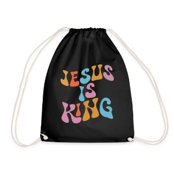Jesus ist K�nig Christian Glaube inspirierende Jes - Turnbeutel - Schwarz - Vorne