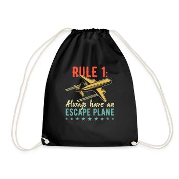 Always have an escape plane pun for a - Drawstring Bag - black - Front