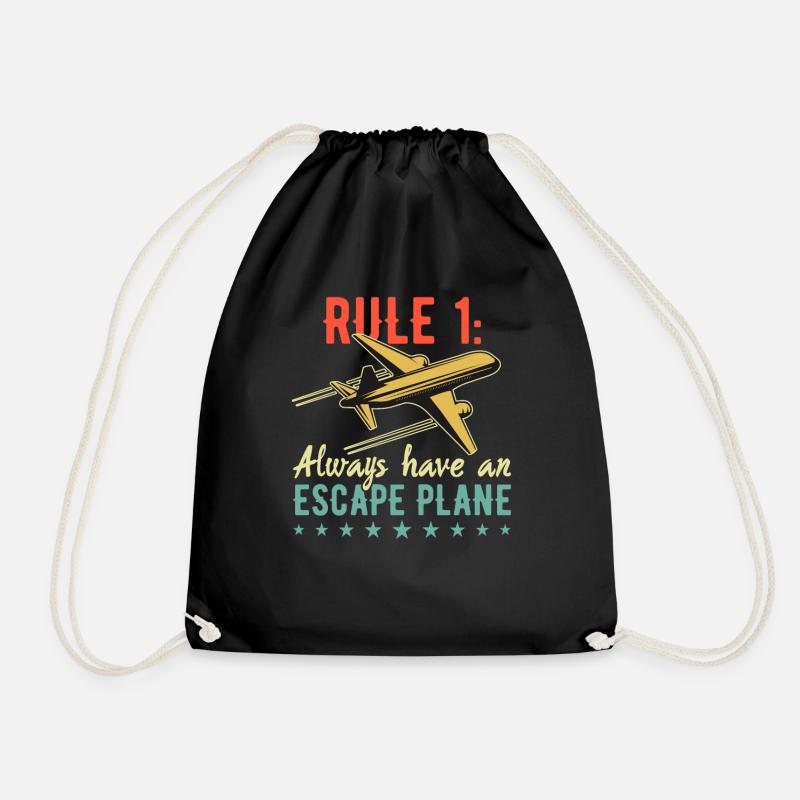 Always have an escape plane pun for a - Drawstring Bag - black