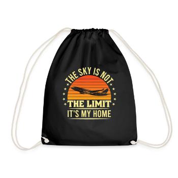 The sky is not the limit pilot aviation - Drawstring Bag - black - Front