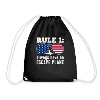 Always have an escape plane pun pilot - Drawstring Bag - black - Front