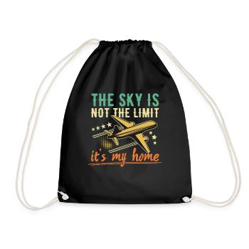 The sky is not the limit pilot aviation - Drawstring Bag - black - Front