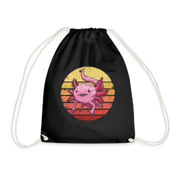 Axolotl Retro Sunset Vintage Kids Axolotl - Turnbeutel - Schwarz - Vorne