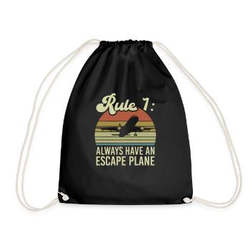 Escape plane pun for a cargo pilot - Drawstring Bag - black - Front