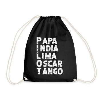 Alphabet Pilot Aviation Radio Airband Airline Pilot - Drawstring Bag - black - Front