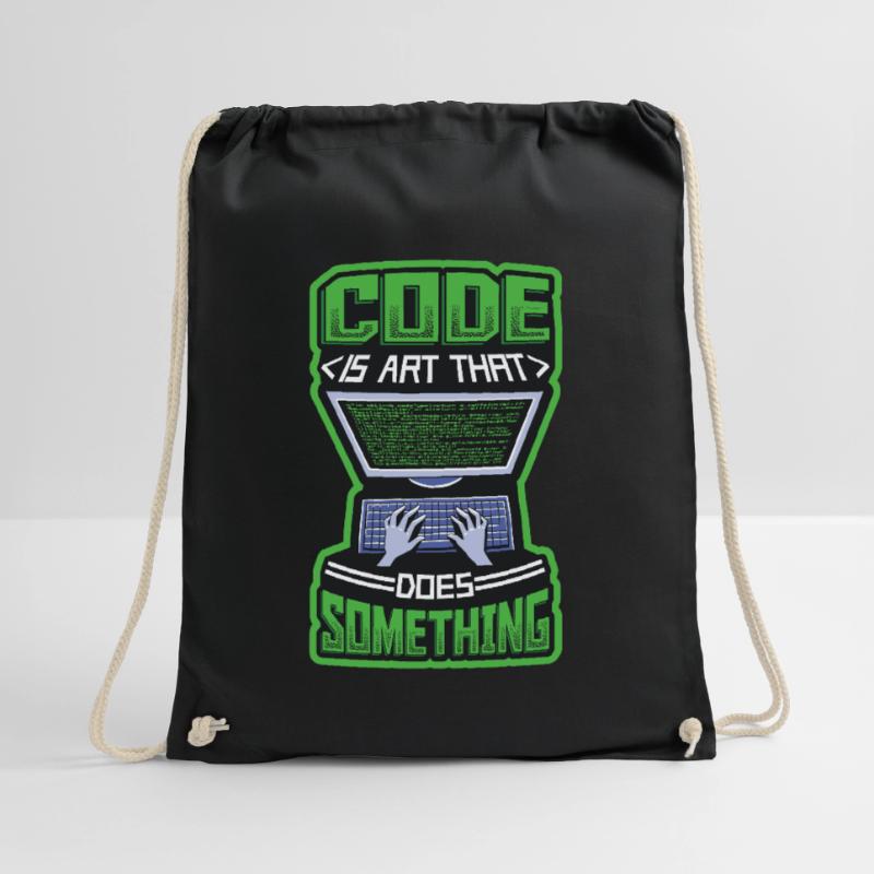 Code is an art that does something programming Drawstring Bag