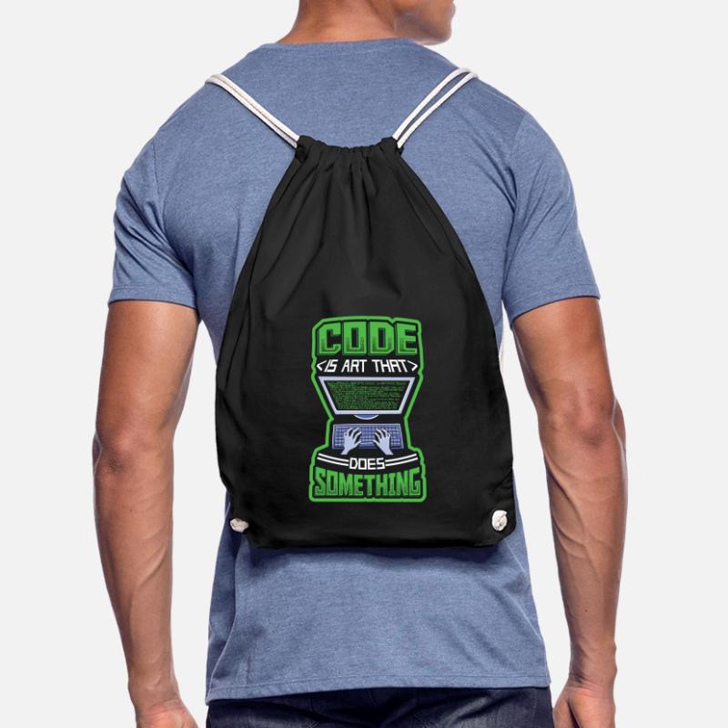 Code is an art that does something programming Drawstring Bag