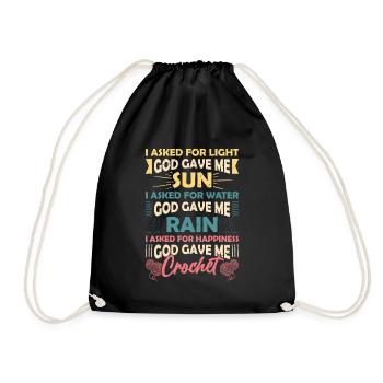 Crochet lucky yarns - Drawstring Bag - black - Front