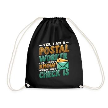 Funny postal workers post office - Drawstring Bag - black - Front