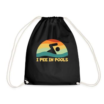 Ich pinkle in Pools Retro Urlaubshumor Schwimmen - Turnbeutel - Schwarz - Vorne