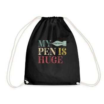 My Pen is huge for fountain pen lovers - Drawstring Bag - black - Front
