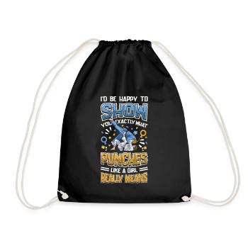 Show what "punches like a girl" means: - Drawstring Bag - black - Front