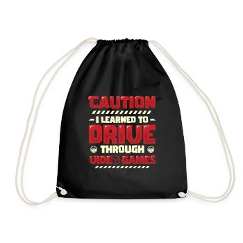 Be careful, I passed the driving test. - Drawstring Bag - black - Front