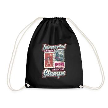 Introverted, but ready to receive stamps - Drawstring Bag - black - Front