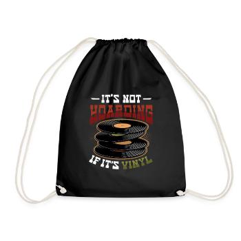 No hoarding when it comes to vinyl - Drawstring Bag - black - Front
