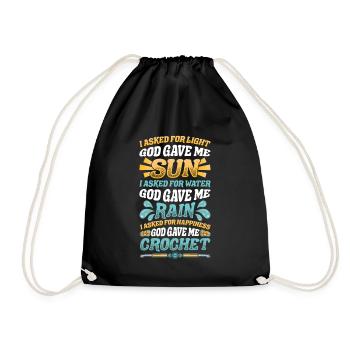Crochet lucky yarns - Drawstring Bag - black - Front
