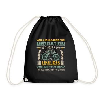 Cycling is my meditation. - Drawstring Bag - black - Front
