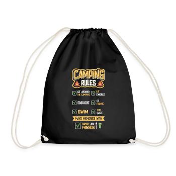 Camping rules, camping holidays, outdoor, campers. - Drawstring Bag - black - Front