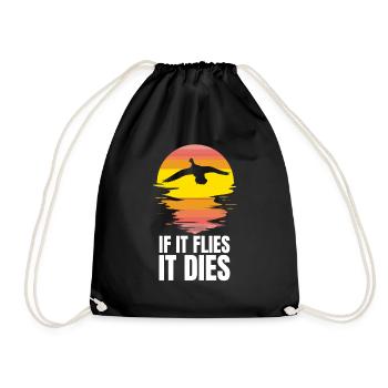 Retro bird hunting When she flies, she dies - Drawstring Bag - black - Front