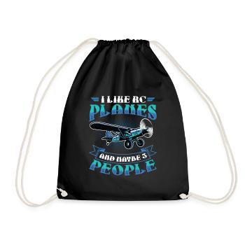 I like rc planes and maybe 3 people - Drawstring Bag - black - Front
