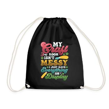 Messy craft room Everything on the display - Drawstring Bag - black - Front