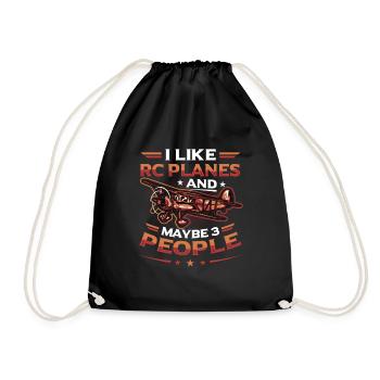 I like rc planes and maybe 3 people - Drawstring Bag - black - Front