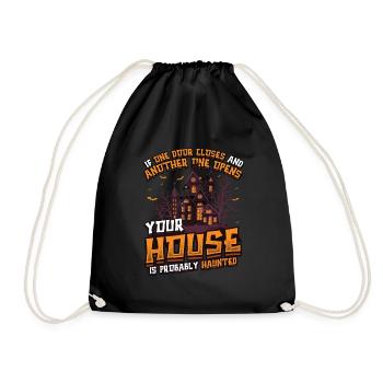 Funny Halloween house haunts Halloween. - Drawstring Bag - black - Front