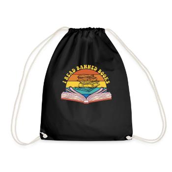 Ich las verbotene B�cher Retro Sunset Banned Book - Turnbeutel - Schwarz - Vorne