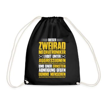 Zweiradmechatroniker Motorrad Motorcycle Mechanic - Turnbeutel - Schwarz - Vorne