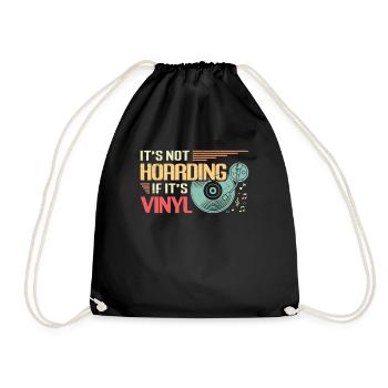 No hoarding when it comes to vinyl. - Drawstring Bag - black - Front