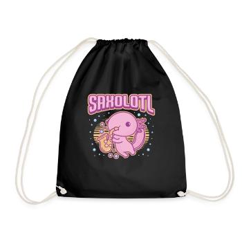 Saxolotl, Axolotl Spielt Saxophon. - Turnbeutel - Schwarz - Vorne